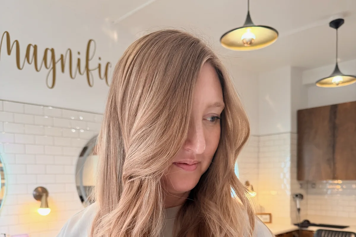 Natural-looking dimensional highlights, front view, at Park & Eve Hair Studio in Downtown LA