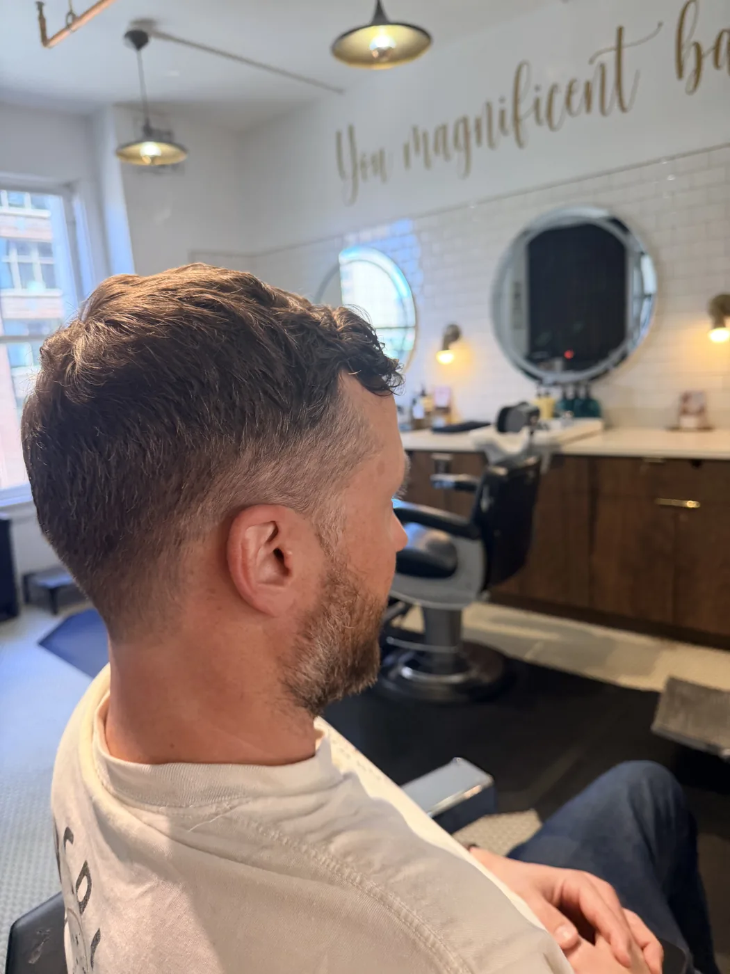 Men's cut and taper in the studio at Park & Eve, Downtown LA