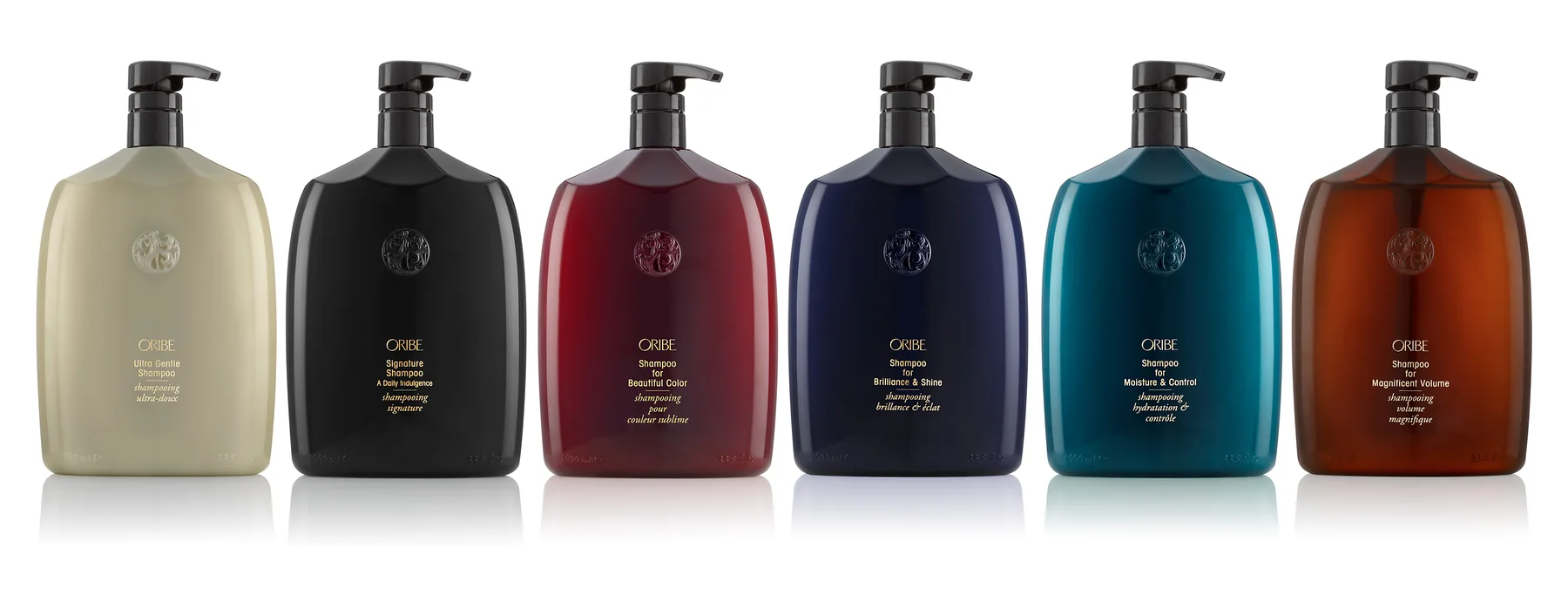 The Oribe liter shampoo lineup at Park and Eve Hair Studio in Downtown Los Angeles